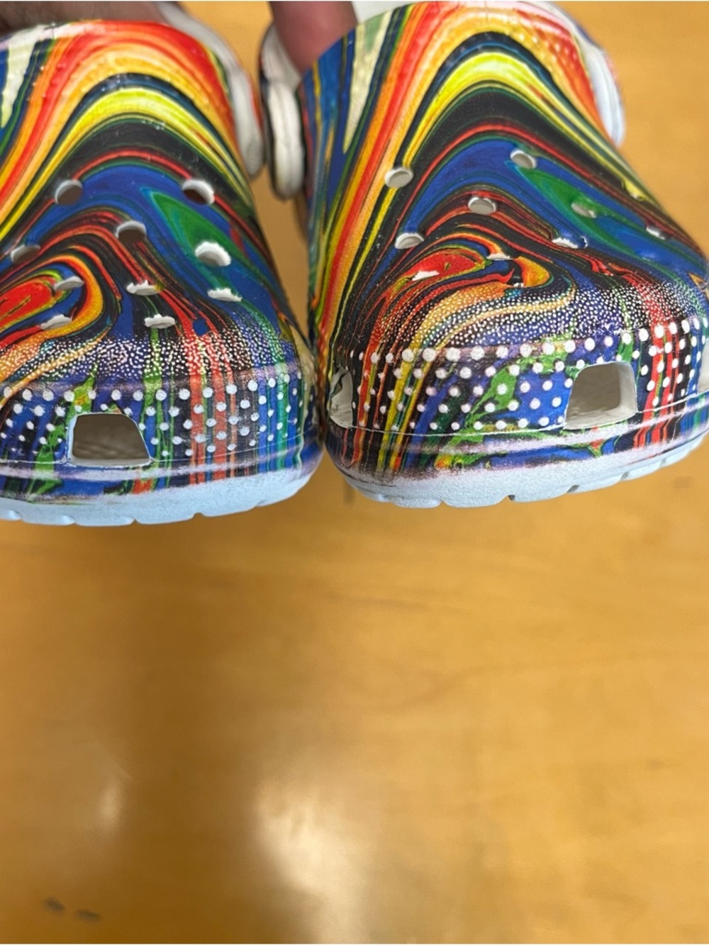 CROCS Kids Multicolor Swirl Slip-On Clogs with White Footbed - Picture 3 of 7